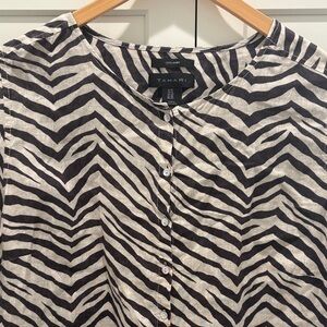 Tahari Brown & Tan Linen Tunic